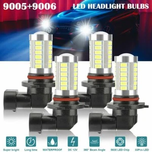 4x White 9005 9006 LED Combo Headlight Bulbs High Low Beam Kit 6500K Xenon Super - Picture 1 of 9