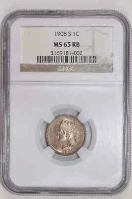 1908-S INDIAN HEAD CENT NGC MS65 RB - Image 1 of 2