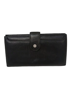 Cartera Buxton Cuero Genuino Negra Tarjetas de Identificación Recibos Organizador Monedas Chequera  Foto 1 de 4