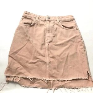 H&M Rock Größe 6 Damen Rosa Denim Mini Fransen Jeans Einfarbig Damen Baumwollmischung - Bild 1 von 4