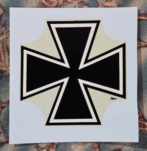 Original vtg Dean JEFFRIES Surfers IRON CROSS water decal Hot Rod Surf Chopper - Picture 1 of 3