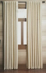 2 Home Beige Leaf Jacquard Window Panels (1 pair) 108" x 84" NIP - Picture 1 of 12