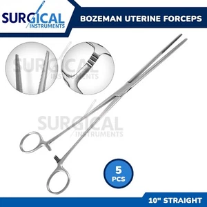 5 pcs Bozeman Uterine Forceps 10" Straight Surgical Instruments German Grade - Picture 1 of 6
