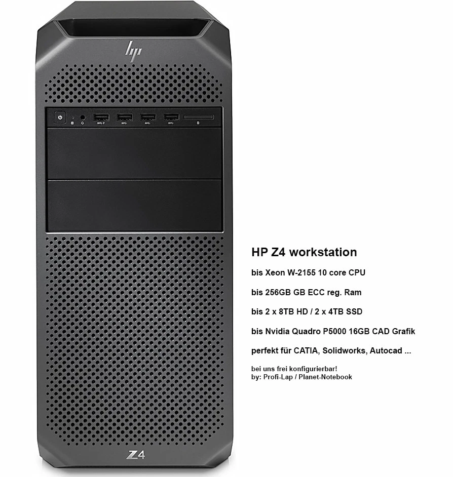 HP Z4 Tower 6QN63EA#ABD Xeon W-2133 16GB 512GB-SSD DVD W10P NEU Re/MWSt. - Bild 1 von 1