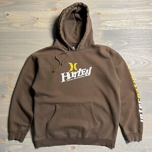 Vtg Hurley International Pullover Hoodie Mens Medium Faded Brown Distressed