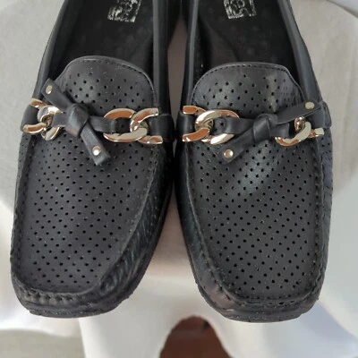 Elites by Walking Cradles Zapatos Mujer Negro Cuero Horsebit Slip On Mocasines Foto 1 de 4