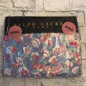 Rare! Vintage Ralph Lauren Hope Floral Shabby Cottage King Flat Sheet MINT! - Picture 1 of 8