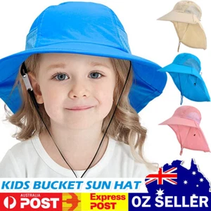 Bucket Hat kids Boy Girl Adjustable Sun Protection Cap Unisex Beach School UPF50 - Picture 1 of 18