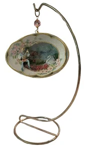 Eggspressions Genuine Goose Egg Diorama Floral Pink Swan Minstrel Gold Glitter - Picture 1 of 4