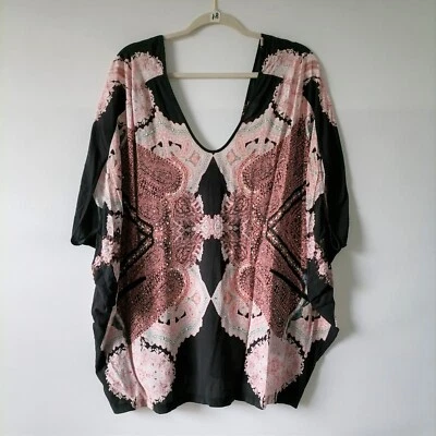 Blusa Top Victoria's Secret Mujer Negra Manga Casquillo Estampado Paisley Talla Única Nueva con Etiquetas Foto 1 de 4