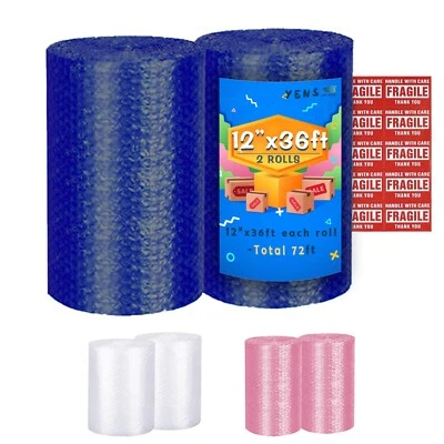 Yens Blue Cushioning Rolls 576 ft 3/16" AIR Bubble 72 ft 8 Set with Stickers - Image 1 of 4