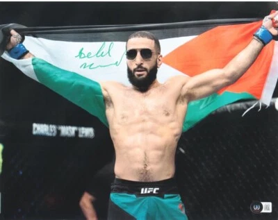 Belal Muhammad Signed UFC Champion Poster & Trunks (Beckett) - Image 1 of 4