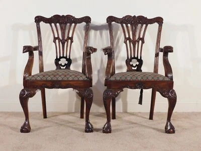 Par de sillones MAITLAND SMITH tallados con cabezas de águila de caoba grandes o junto al fuego #2 Foto 1 de 4