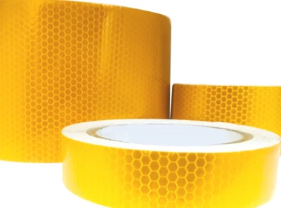 Golden Yellow High Visibility Self-Adhesive Reflective Tape  25mm - 200mm Widths - Image 1 of 2