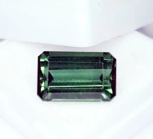5.87 Ct Certified Natural Green Tourmaline Loose Gemstone Emerald Cut Tourmaline - Picture 1 of 10
