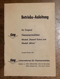 Mulini A Martelli Betriebs - Anleitung Für Original Hammermühlen Rasant Manuale - Imagen 1 de 7