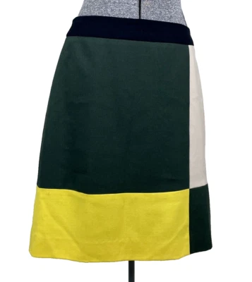 Kate Spade Cissy Skirt Size 8 Colorblock Green Yellow Mod Retro - Image 1 of 4