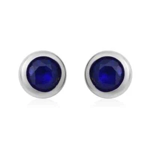 1.15ctw Tanzanian Blue Spinel (DF) Solitaire Earrings Platinum Plated Sterling - Picture 1 of 4