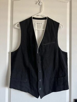 NICE COLLECTIVE Vest Men’s Black/ Dark Green Casual USA Made Sz XL Linen Cotton - Image 1 of 4