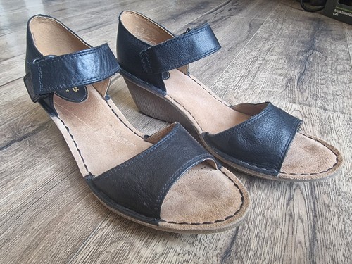 Scarpe sandali donna Clarks Artisan pelle zeppa nero marrone taglia UK 6