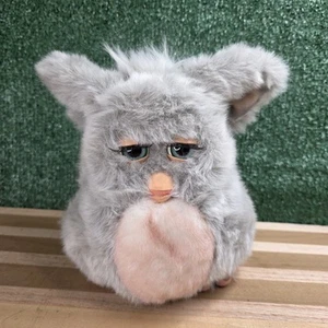 2005 Tiger Furby Gray Pink Belly with Green Eyes Hasbro 59294 Works - Picture 1 of 10