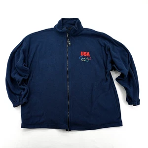 Vintage Team USA Olympics Fleece Zip-up Jacket Men’s Size XL - Black Embroidered - Picture 1 of 5