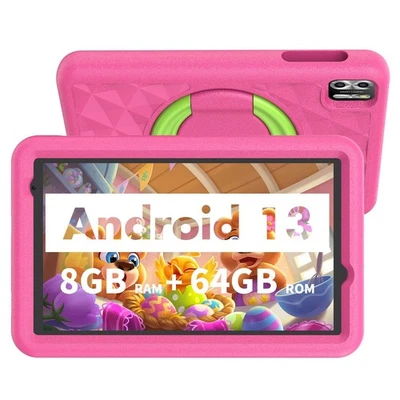 Kids Tablet 8 inch, Android 13, 8GB(4gb+4gb Expand) RAM 64GB ROM, Toddler Tab... - Image 1 of 4