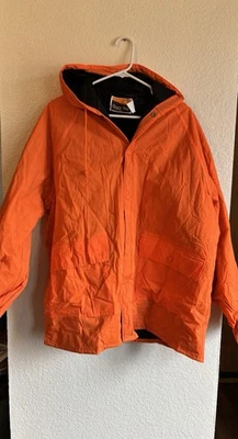  XL Ozark Trail Rain Jacket Blaze Orange Snap Front Drawstring Hood Snap Pocket! - Image 1 of 4