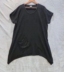 Oh My Gauze Black Faith Blouse Side Point Tunic Size 2 L/XL Lagenlook Beach - Picture 1 of 10