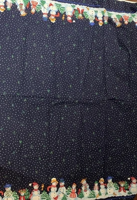 "Tela VIP Cranston Print Work muñecos de nieve acebo doble borde estampado, 3-1/2 yardas X 46""" Foto 1 de 4