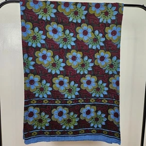 Boho Batik Floral Printed Tapestry Twin Bed Covering Blue Red Yellow - Picture 1 of 9