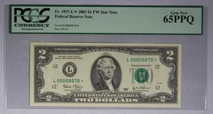 $2 Federal Reserve Note Fr. 1937-L* 2003 $2 FW Star Note PCGS 65PPQ Low Serial # - Picture 1 of 3