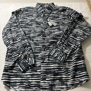 Jon Randall Collection Long Sleeve Button Down Blk/White Tide Print XXL - Picture 1 of 9