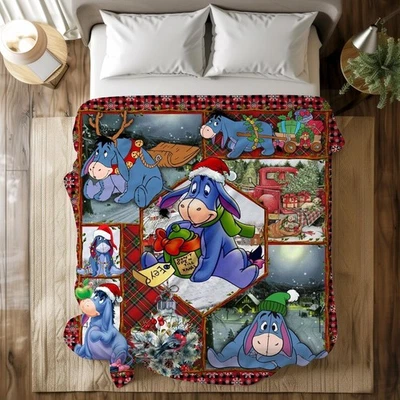 Cute Eeyore Donkey Don't Open To Xmas  Winnie The Pooh Christmas Gift Blanket - Image 1 of 4