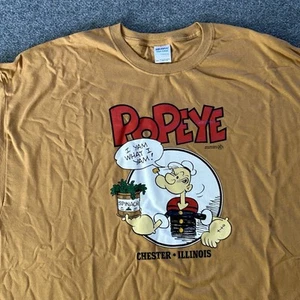 Popeye Shirt Mens XXXL Orange Sailor Spinach Friends Chester Illinois VTG Y2K - Picture 1 of 7