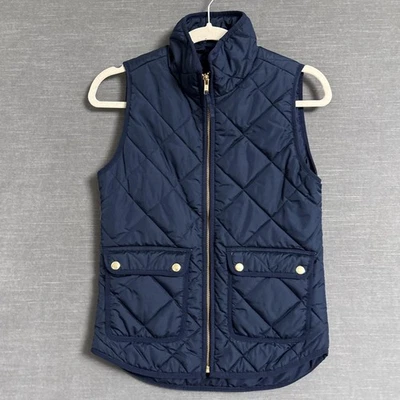 Chaleco J Crew para mujer XXXS azul marino acolchado Primaloft sin mangas acolchado capa de otoño Foto 1 de 4
