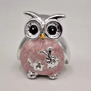 Búho rosa plata 5 cm efecto nácar con pedrería - Figura decorativa búho 🦉 - Imagen 1 de 4