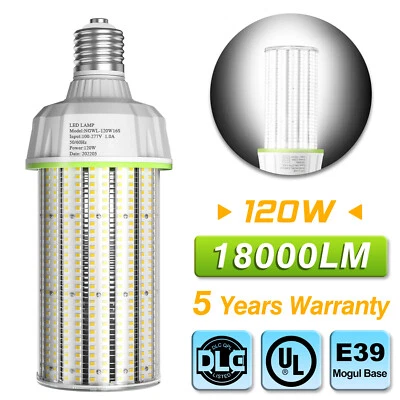 120W LED Corn Light Bulb 5000K 18000lm, E39 Base Replace 600W Metal Halide HID - Image 1 of 4