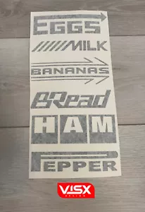 Grocery List Eggs Milk Bananas Bread Ham Pepper Sponsor Vinyl Decal Sticker Fun - Bild 1 von 1