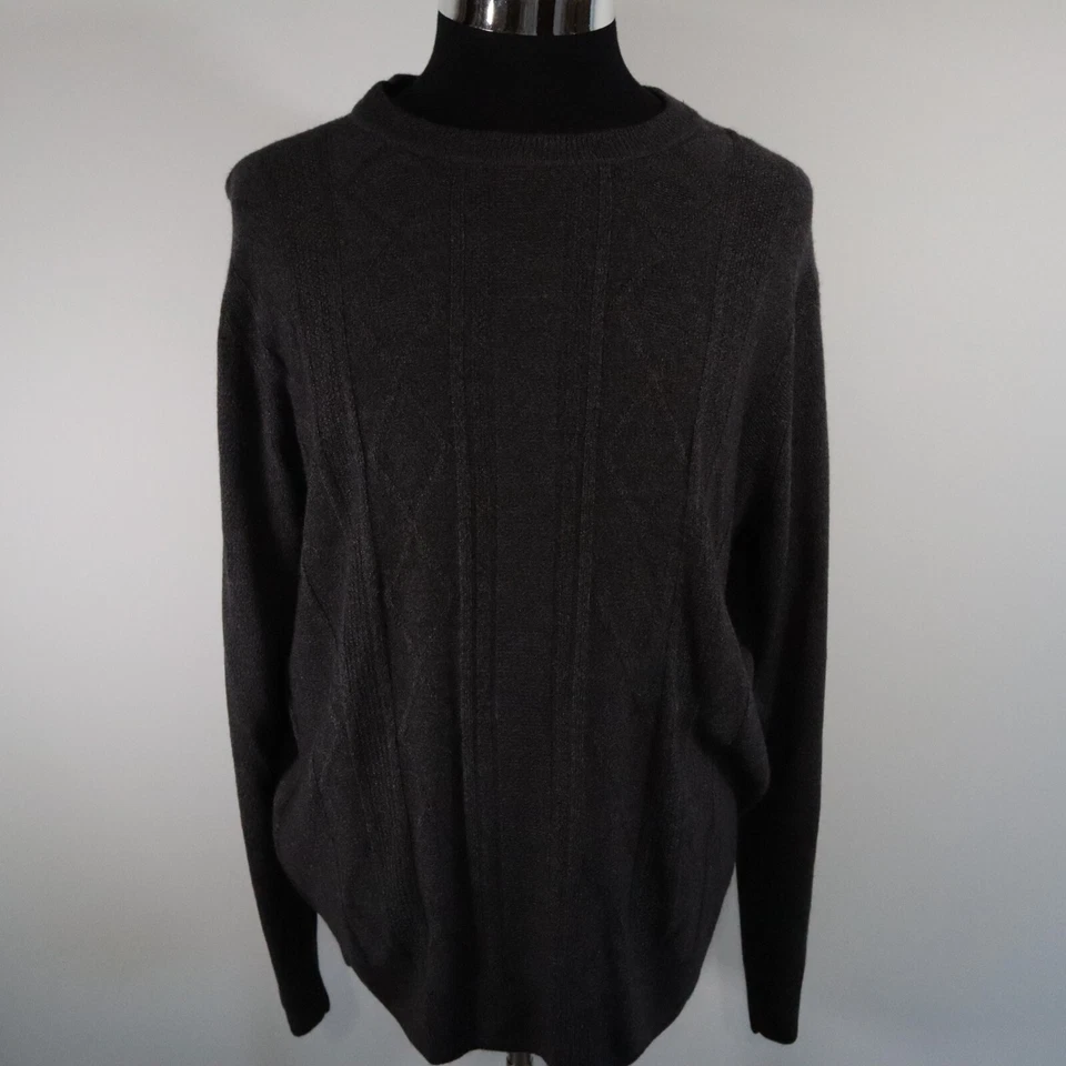 Dockers Sweater Mens Large Pullover Knit Crew Neck Dark Gray Long Sleeve