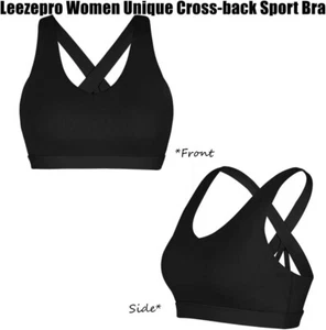 Leezepro Sports Bra Women Running Yoga Crop Top Bra Mid-High Impact Cross Back ! - Picture 1 of 5