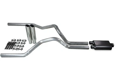 Chevy GMC 1500 88-95 2.5" Dual Exhaust Kits 2 Chamber Muffler Clamp on Tips - Image 1 of 4