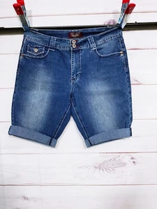 Angels Womens Denim Shorts Size 12 Blue Cuffed Mid-Rise 5 Pockets - Picture 1 of 7