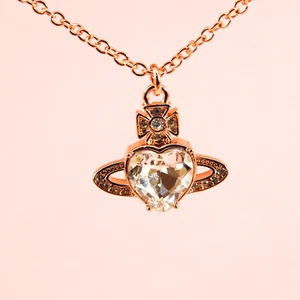 Vivienne Westwood Rose Gold Ariella Pendant Necklace Heart Crystal Orb Box Set - Picture 1 of 11