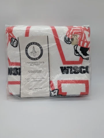 New Vintage Wisconsin Badgers University Club Blanket 72X90” Twin USA Cover