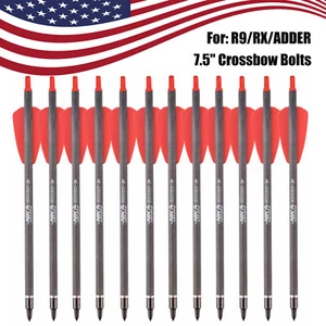12PCS 7.5" Crossbow Bolts I.D6.2mm Carbon Shaft Arrows 2" Vanes Archery BrandNew - Picture 1 of 6