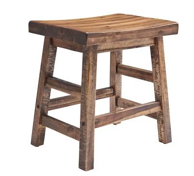 Durango 20 Inch Industrial Wood Dining Stool Rustic Farmhouse Accent Seat - Image 1 of 4