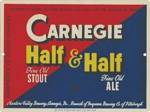Cartel metálico reproducción etiqueta cerveza media y media Carnegie 9"x12" Pittsburgh - Imagen 1 de 3