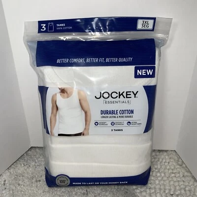 JOCKEY Essentials Size 3XL NEW White Durable Cotton 3 Tanks - Image 1 of 4