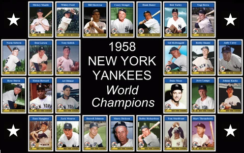 1958 NEW YORK YANKEES Baseball Card POSTER Mickey Mantle Whitey Ford Yogi Berra Cover
